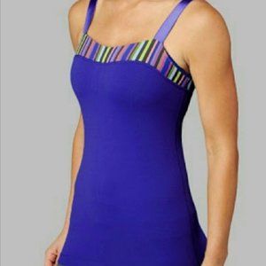 RARE Lululemon Blue / Multicolor Striped Trim Adjustable Tank Top